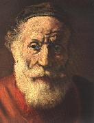 REMBRANDT Harmenszoon van Rijn Portrait of an Old Man in Red (detail) painting